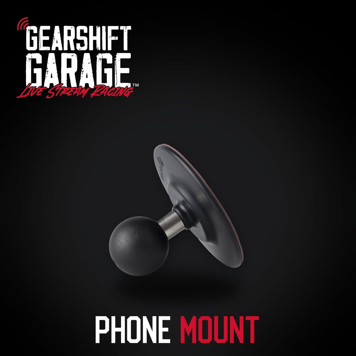 Gearshift Garage Phone Mount, adhesive backed plate with ball joint that connects to the Medium Arm and other ball mounts